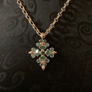 Kendra Scott Gold Kingsley Statement Necklace Teal mix stones NWT